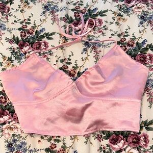Chic Pink Satin Halter Top